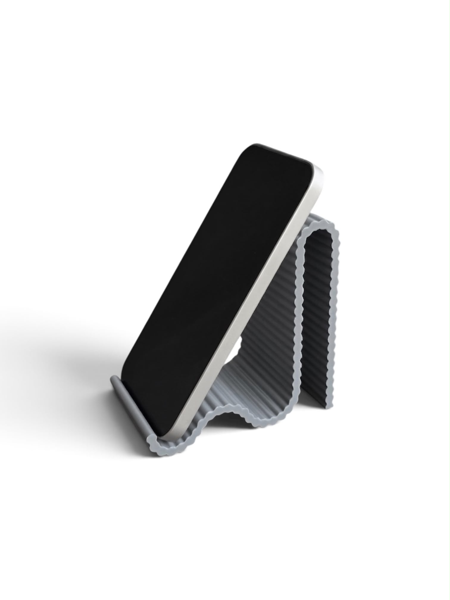 Modern Dalgalı Form Gri 3D Baskı Telefon Tutucu - Görsel 2